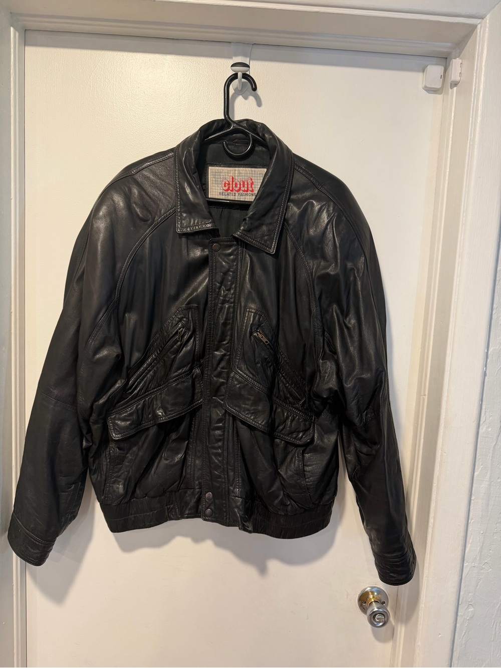 Vintage Black Leather Men's Bomber Jacket- 100% Leather- Price Firm